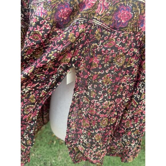 Raga Embroidered Peasant Top Crop Pink Hippie Boho Gauze Plunge Large NEW - Picture 4 of 7